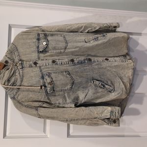 Distressed Denim Jacket with buttons large